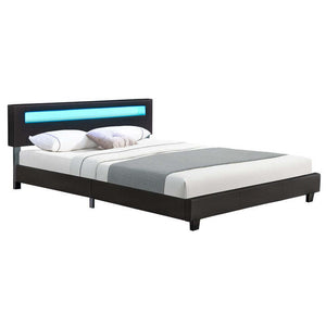 B-Ware Polsterbett Paris Bettgestell 160x200mit LED-Beleuchtung und Lattenrost schwarz