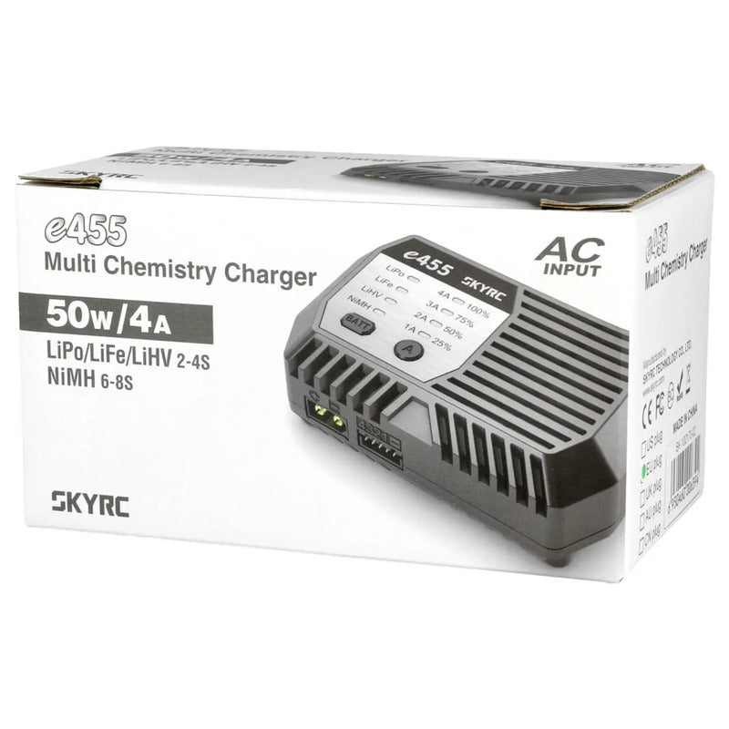 SKYRC Modellbau-Ladegerät e455 4A LiIon LiPo NiMH Ladegerät schwarz 110x70x40mm - 6930460006394