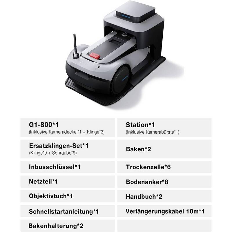 Ecovacs GOAT G1-800 Mähroboter Li-Ion 21V 4Ah 220mm Schnittbreite 3-6cm Höhe - 6970135031160