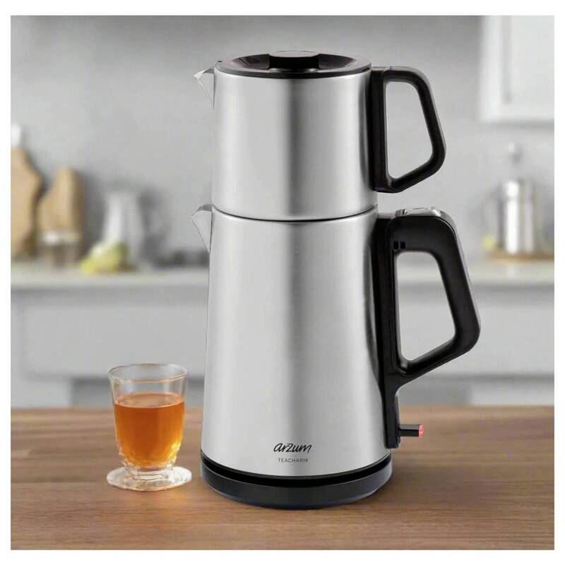Arzum Teebereiter Teemaschine AR3143 Silber 1800W Warmhaltefunktion 1,8l 1l - 8693184917329