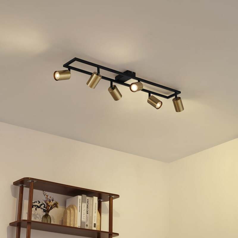 Lindby Bravius Deckenstrahler messing 6-flammig dimmbar GU10 Eisen 80 cm - 4255830902772