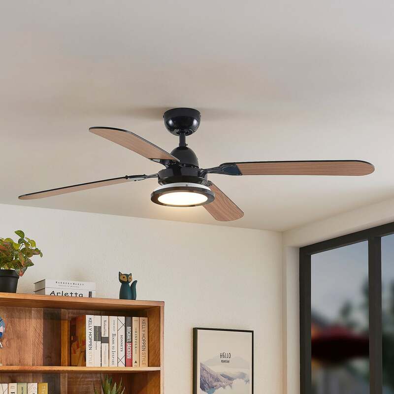 Lucande Deckenventilator Tedric LED Ventilator schwarz leise 133cm für Räume - 4251911744750