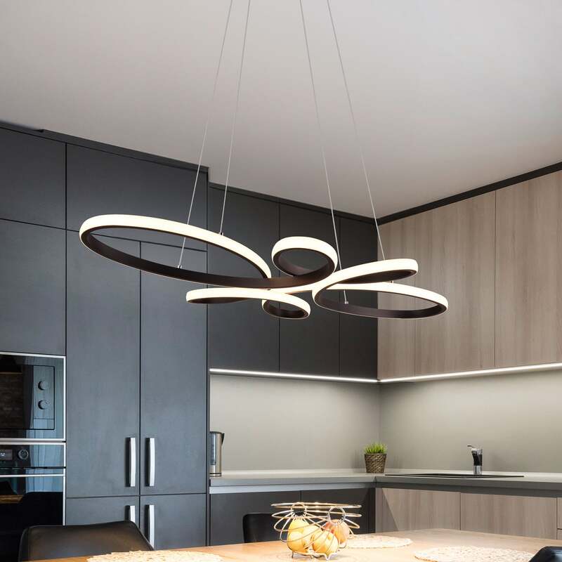 TRIO LIGHTING Pendelleuchte Hängeleuchte Fly LED dimmbar schwarz matt 83x45cm - 4017807600926