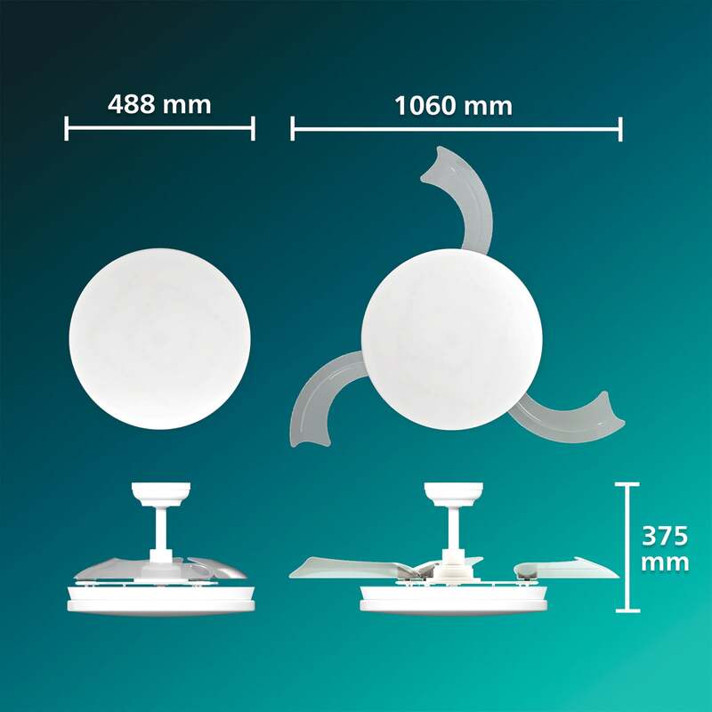 Philips Deckenventilator Solr LED Lampe dimmbar CCT leise weiß 106cm 4500Lumen - 10057401