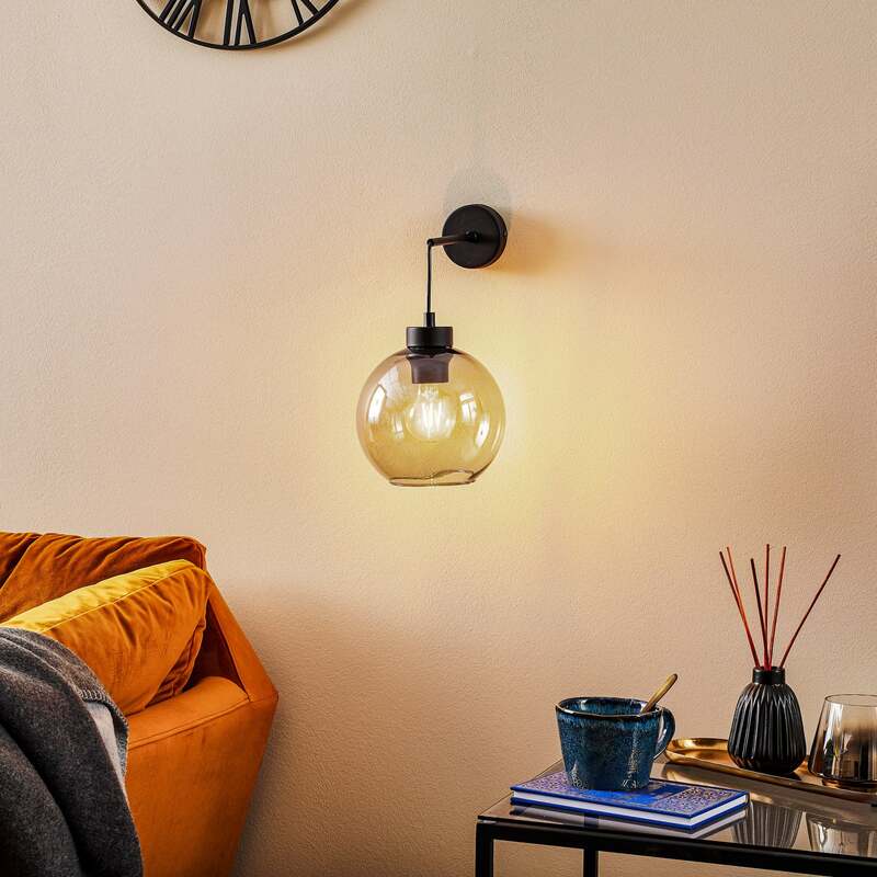 TK Lighting Wandlampe Cubus Wandleuchte Glas Metall rauchgrau schwarz E27 - 5901780541385
