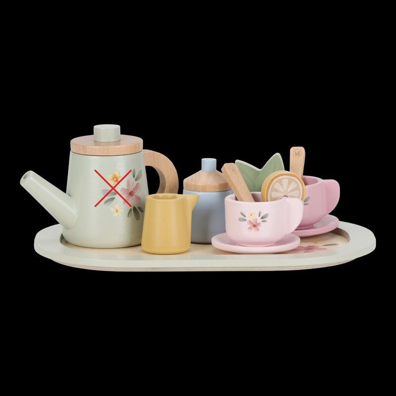 Little Dutch Tee Set Teeservice Holz Serviertablett Teekanne Tassen Kinder Spiel - 8713291225077