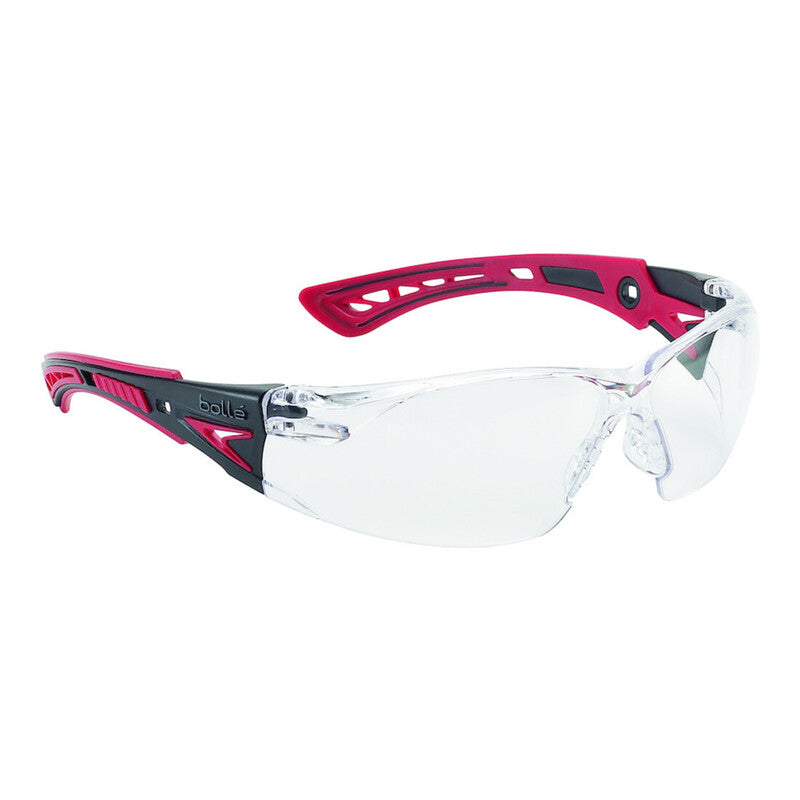 Bollé Safety Schutzbrille Brille Rush+ klar DIN EN 166 DIN EN 170 Rot 3 STÜCK - 3660740007041