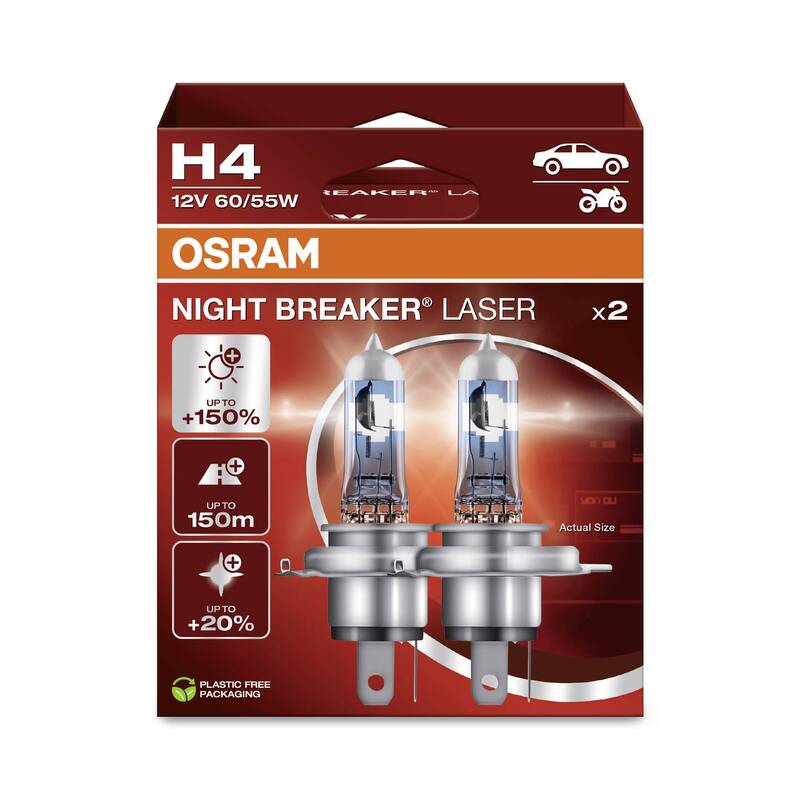 Osram Halogen Leuchtmittel Glühlampe Night Breaker Laser Next Generation H4 12V - 4062172387477