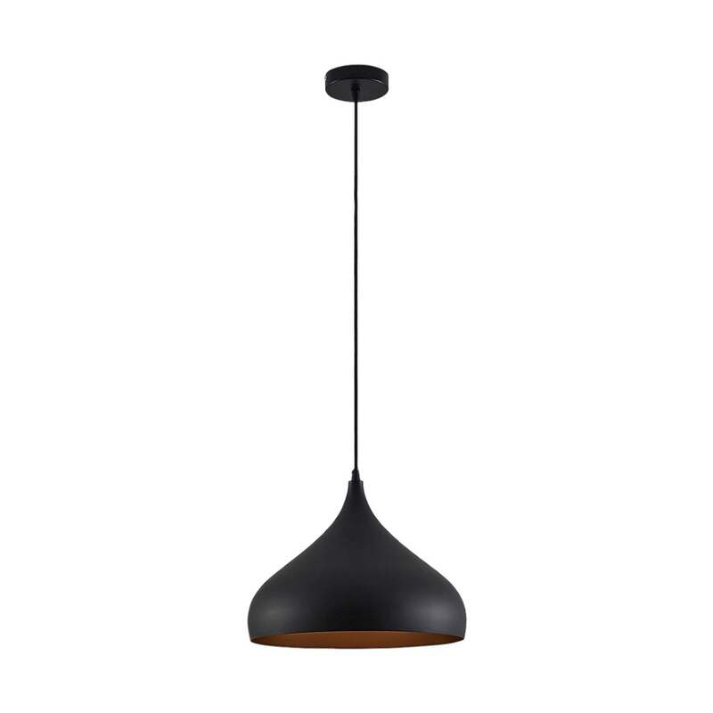 Lindby Hängelampe Hängeleuchte Ritana LED Pendelleuchte Lampe schwarz-gold Ø31cm - 4251096559866
