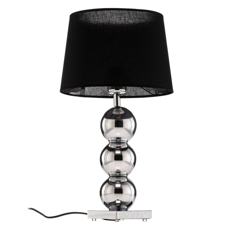 Euluna Textil-Tischlampe Fulda Schreibtischlampe E27 Schirm schwarz Fuß chrom - 5902553217070