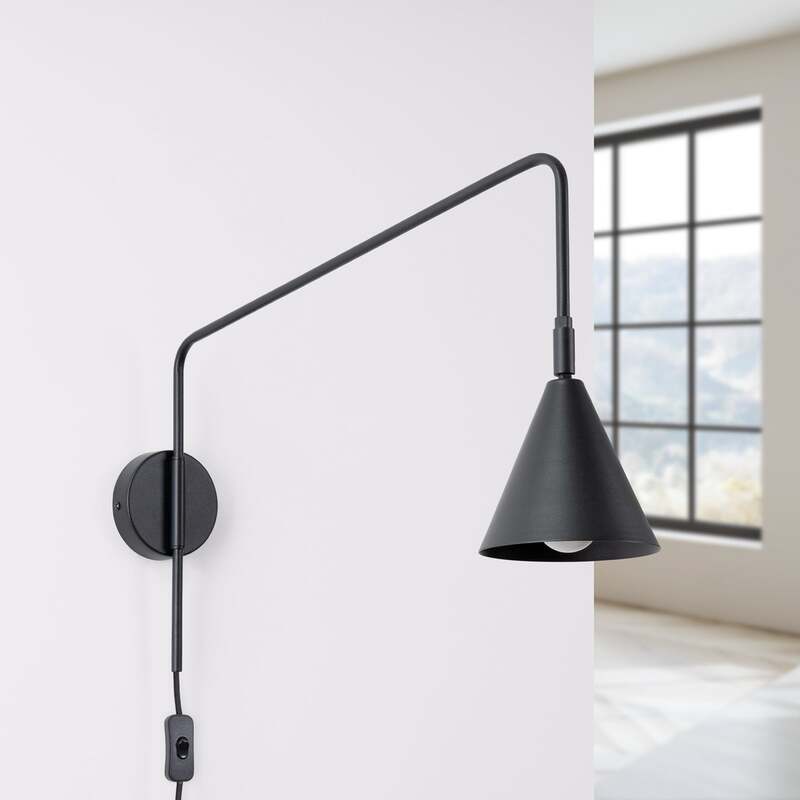 SOLLUX Wandleuchte Wandlampe LYS schwarz Metall Stecker Skandinavisches Design - 5907073081255