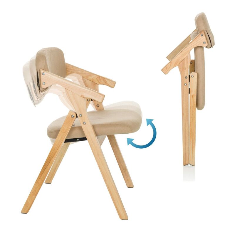 hjh OFFICE Besucherstuhl Klappstuhl SCANDIO Holzrahmen Beige Stoff  - 4064323035008