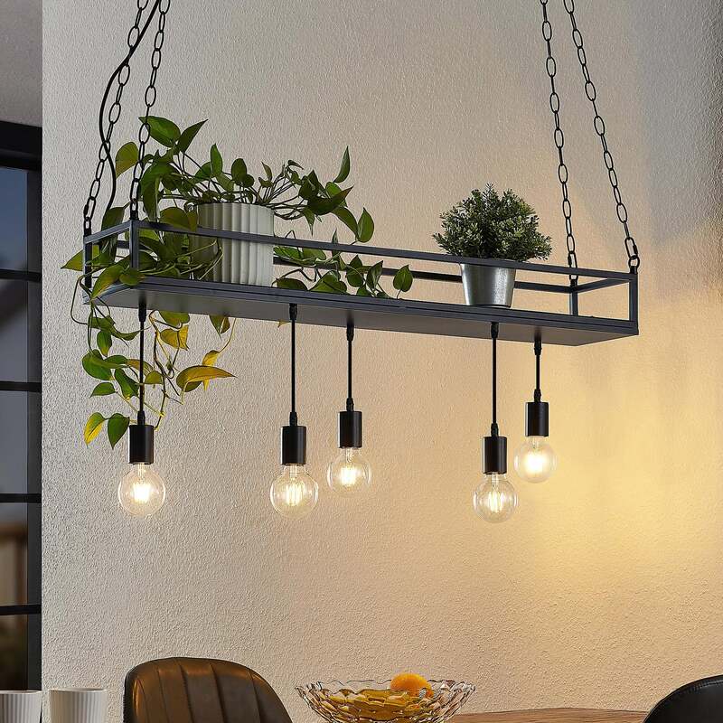 Lindby Hängelampe Hängeleuchte Kirista LED Pendelleuchte dimmbar schwarz 100cm - 4251911734829