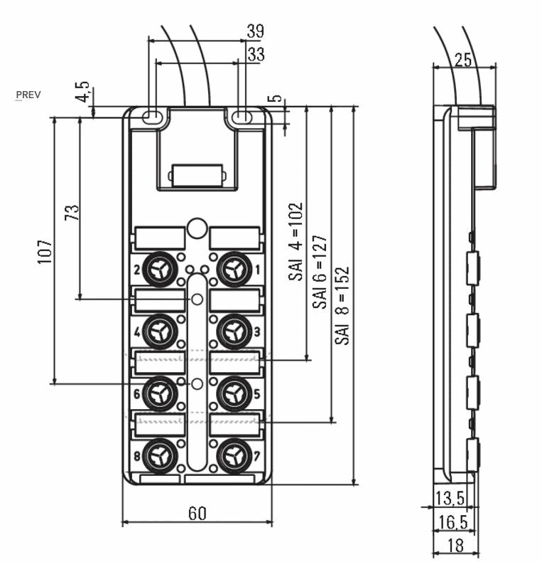 Weidmüller Sensorbox Verteilerbox Sensor Aktorbox M12 Verteiler Kabel schwarz - 4032248107490
