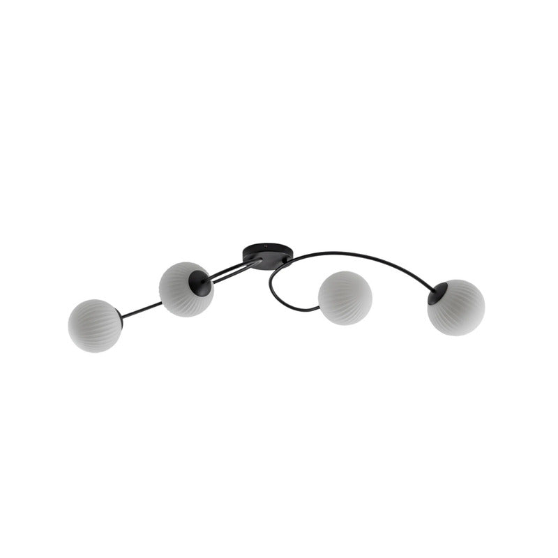 EMIBIG LIGHTING Vibra Ceiling Lamp, Opal/black, Length 110 Cm, Glass, 4-bulb - 5907106010467
