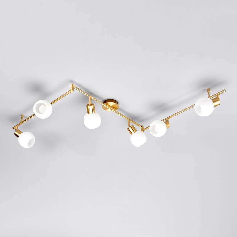 Lindby Deckenleuchte Deckenlampe Elaina messing Glas E14 Opalglas 6 flammig736 - 6291106553338