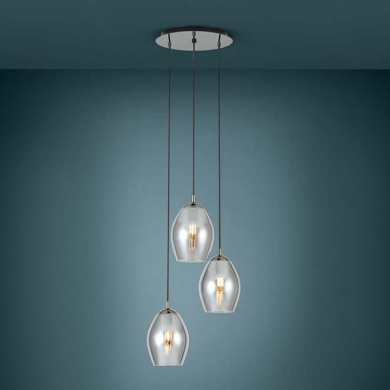 Eglo Pendelleuchte Estanys 3-flammig Pendelleuchte Deckenlampe Lampe Rauchgrau - 9002759395650