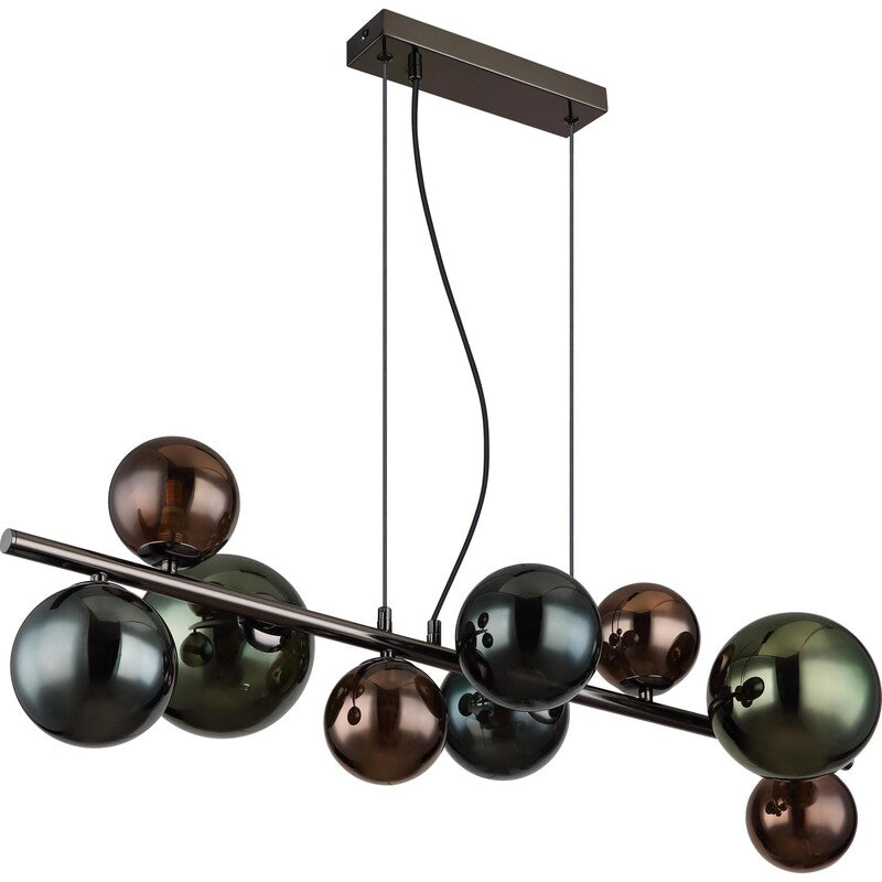 Globo Riha Pendant Light, Length 86 Cm, Black/smoke Grey, 9-bulb - 9007371456116