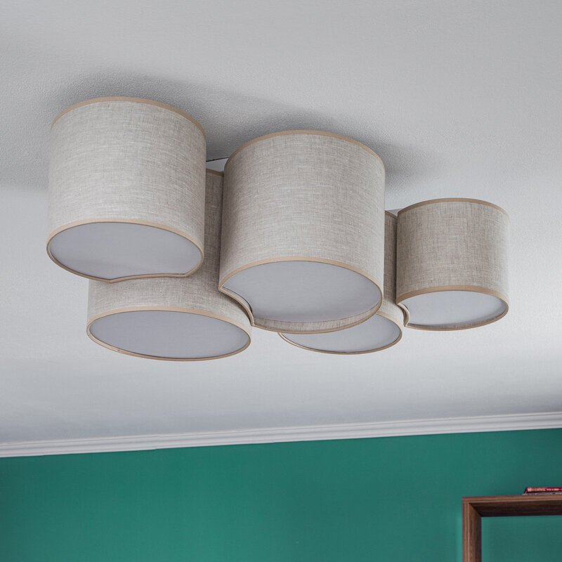 Euluna Deckenleuchte Mona Nature Lampe Leuchte Deckenlampe 5-fl E27 Leinen na257 - 5901780565930