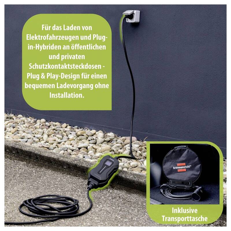 Brennenstuhl EV-Ladestation Typ 2 Mode 2 10A 2 Anschlüsse 2,3kW IP55 8m Kabel - 4007123693108