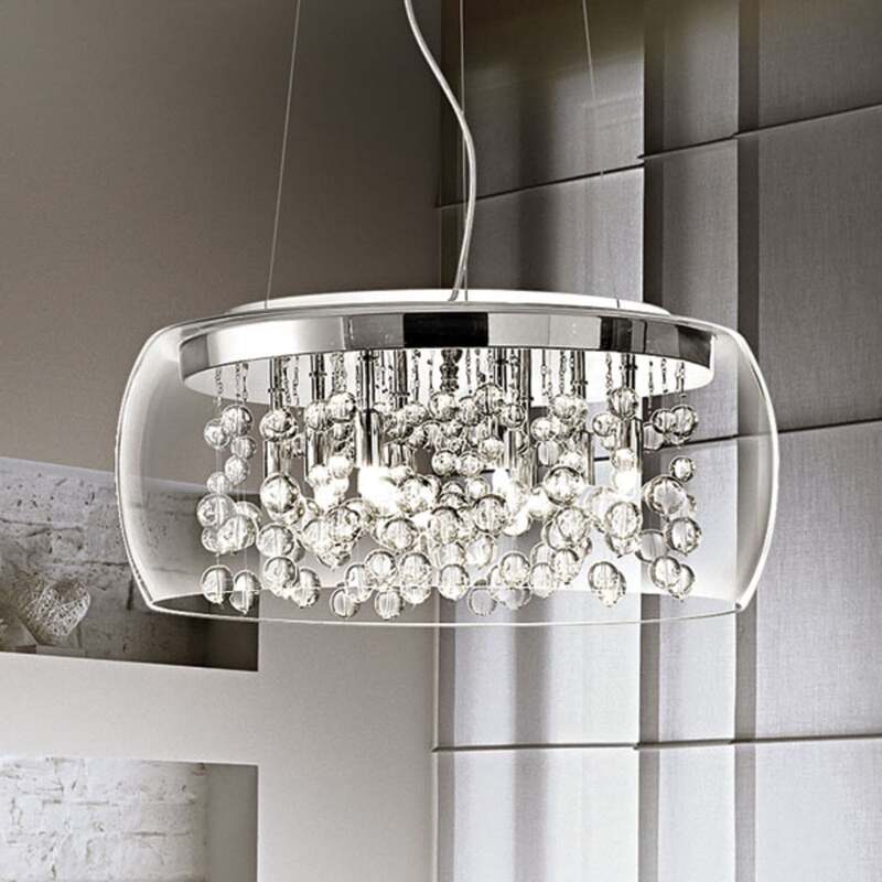 Ideallux Pendelleuchte Hängeleuchte Audi LED Lampe dimmbar transparent chrom - 8021696031750