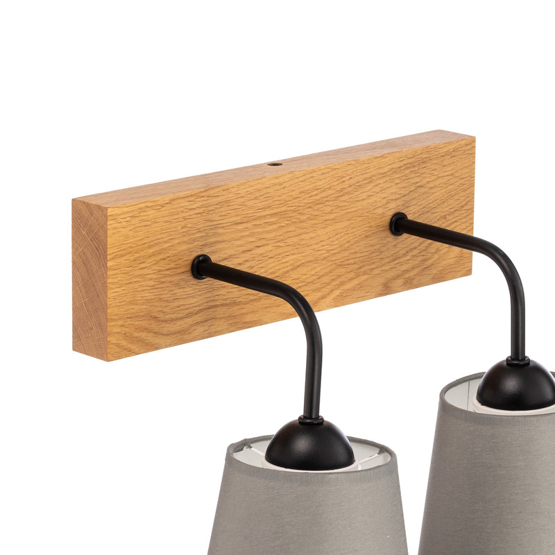 Envostar Wandleuchte grau Risco 2-flg. Stoffschirm dimmbar E27 Holz 33x30cm - 4251911780765