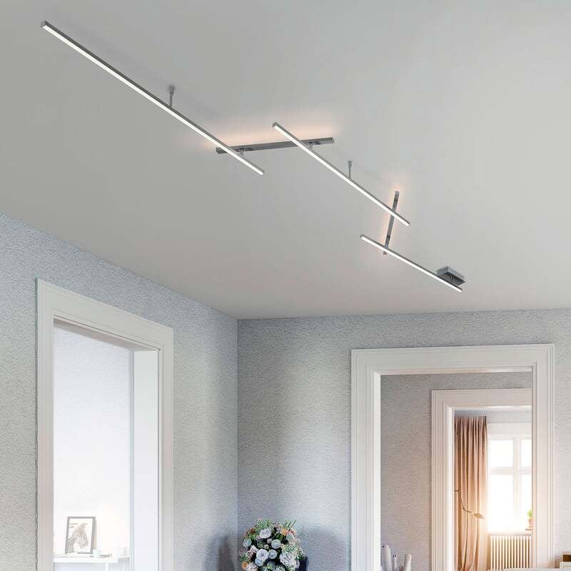 TRIO LIGHTING Deckenlampe Indira LED dimmbar schwenkbar nickel matt 245x50cm - 4017807385786