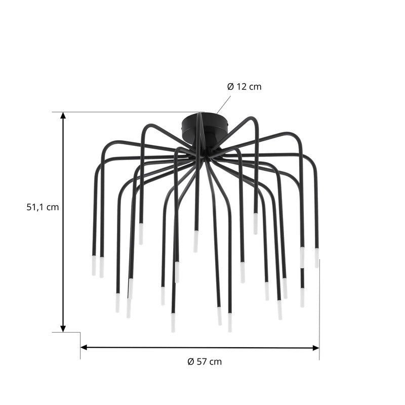 Deckenleuchte Lucande Ariadne LED Lampe 20-flammig schwarz Ø57cm elegant modern - 4255830906664
