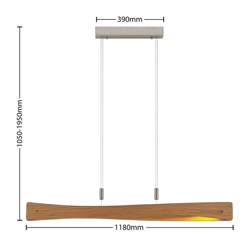 Lindby Hängeleuchte Pendelleuchte Beazina LED Lampe dimmbar Eiche Metall 118cm - 4251096597486