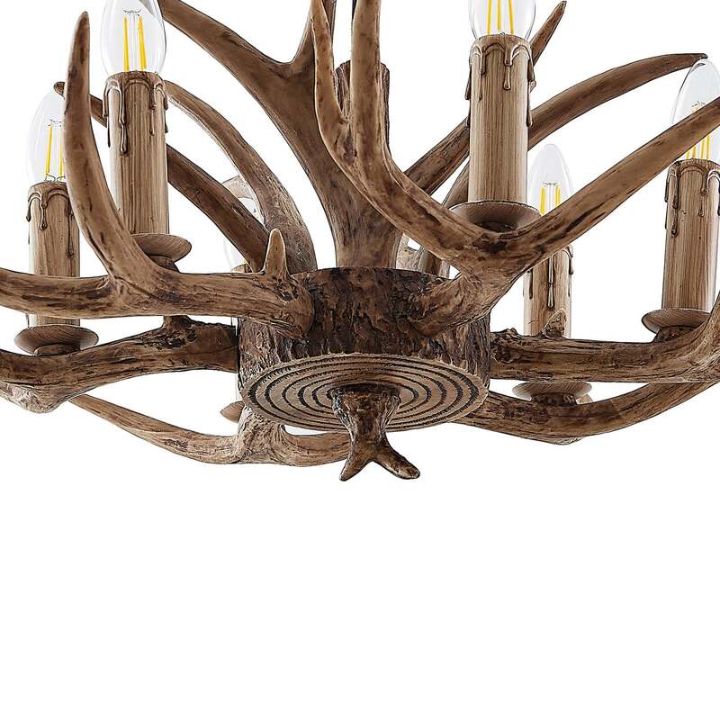 Lindby Tejask Hängeleuchte Kronleuchter Geweih braun E14 LED SIEHE TEXT/FOTO - 4251911751369