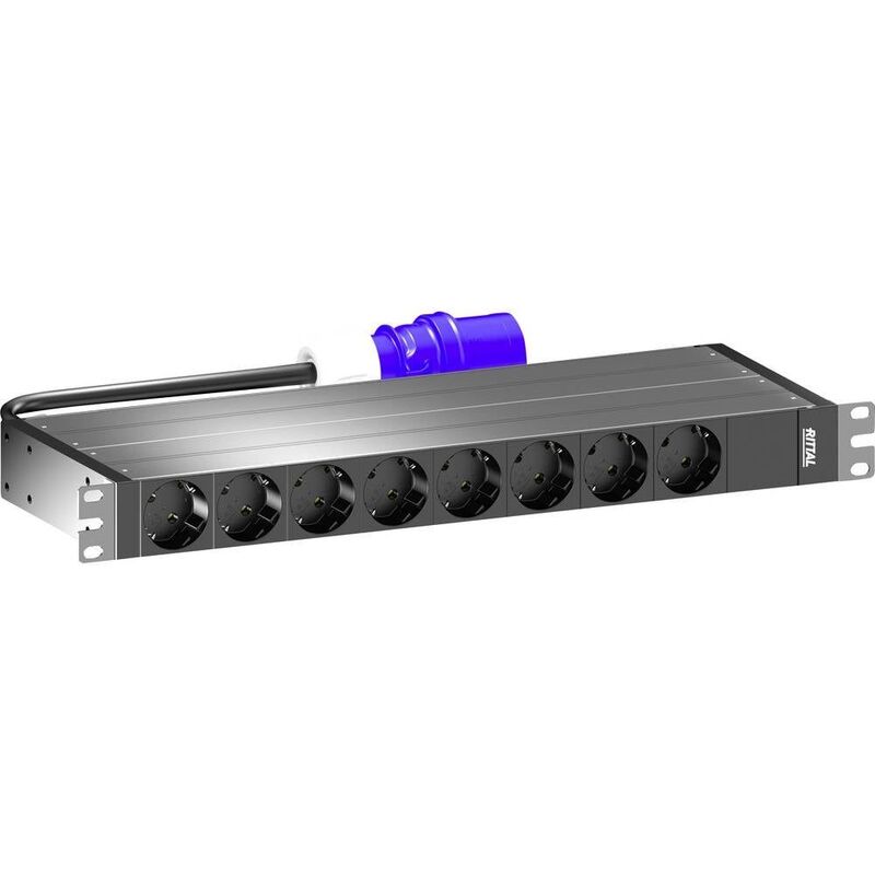 Rittal PDU Rack-Modul 16A/1P CEE 4xCEE7/3 Schuko Stromverteiler 19 Zoll 1HE - 4028177947368