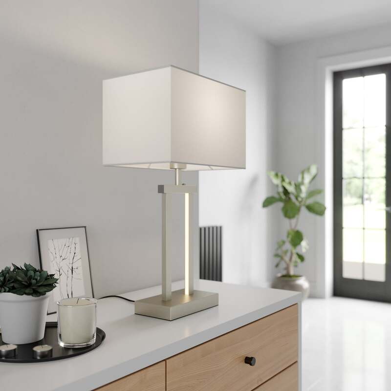 Lindby Tischleuchte Lampe Sigurd LED dimmbar weiß nickel 54cm Höhe 32cm Breite - 4251096560275
