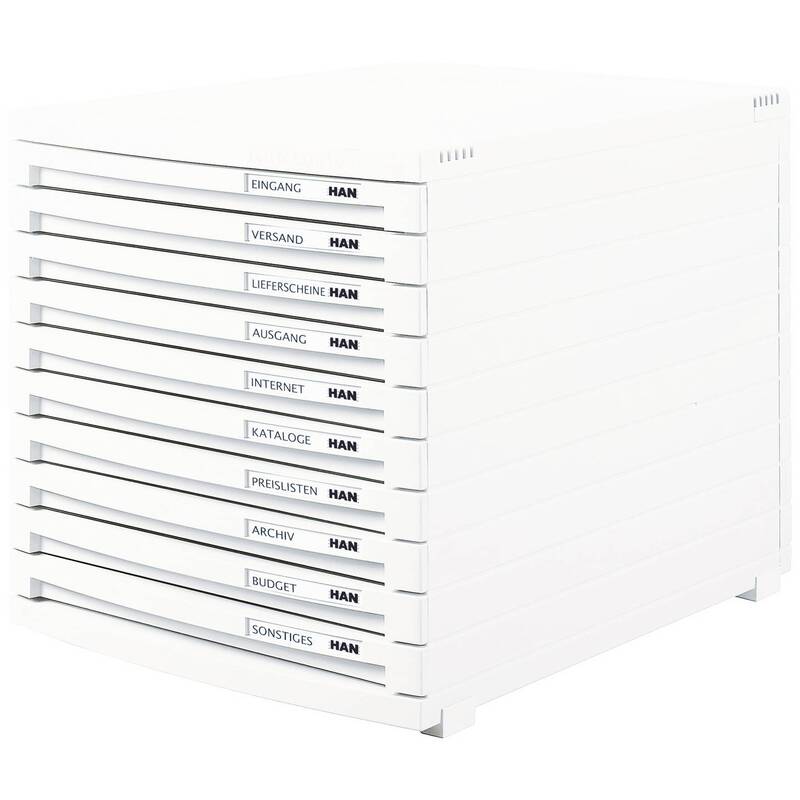 Han Schubladenbox Dokumentenbox CONTUR 1510-12 10 Fächer Weiß DIN A4 B4 C4 - 4012473151086