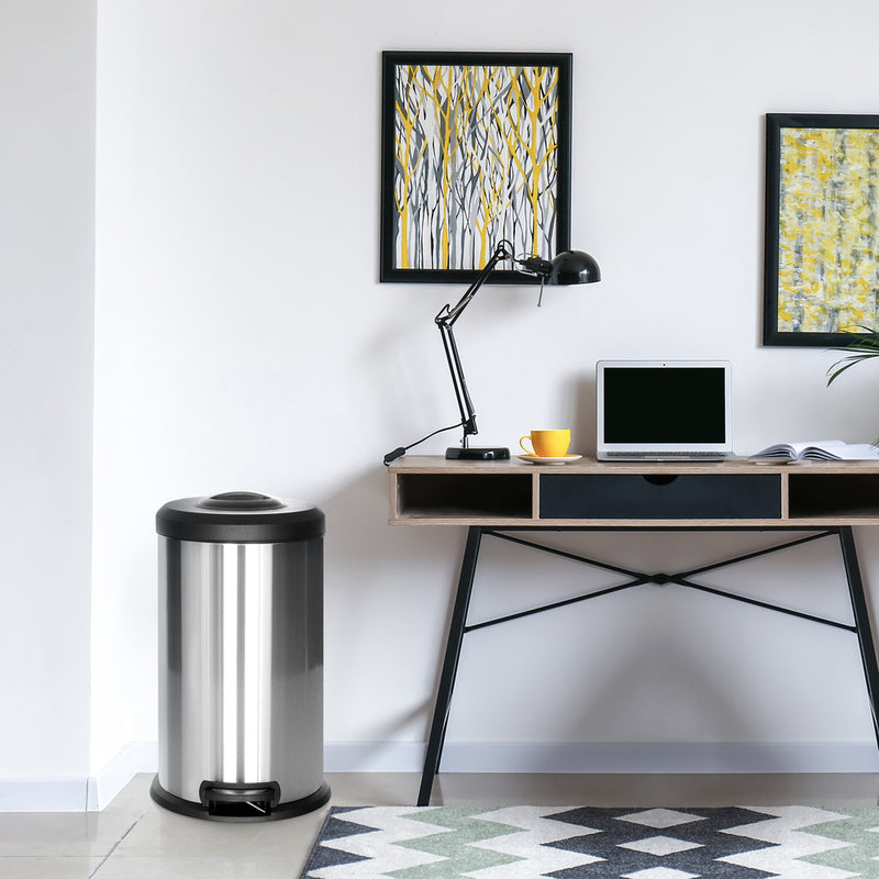 hjh OFFICE Abfallsammler Mülleimer Müllbehälter 40L silber Stahl - 4064323036449