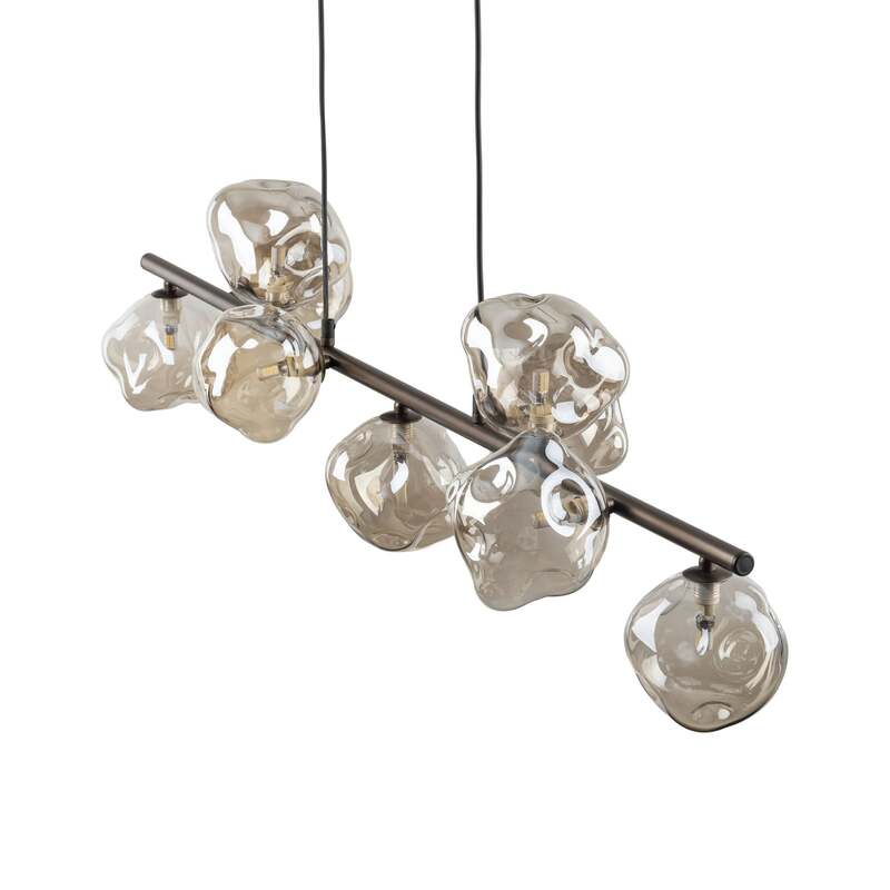 TK-Lighting Hängeleuchte Lava 9-flammig LED Pendelleuchte dimmbar braun 116x33cm - 5906135110377