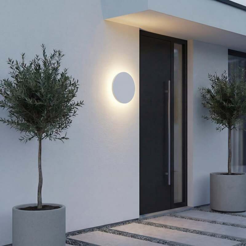 Lindby Außenwandleuchte Gartenleuchte Selinel LED Lampe Hausnummer weiß Ø23cm - 4255830910487