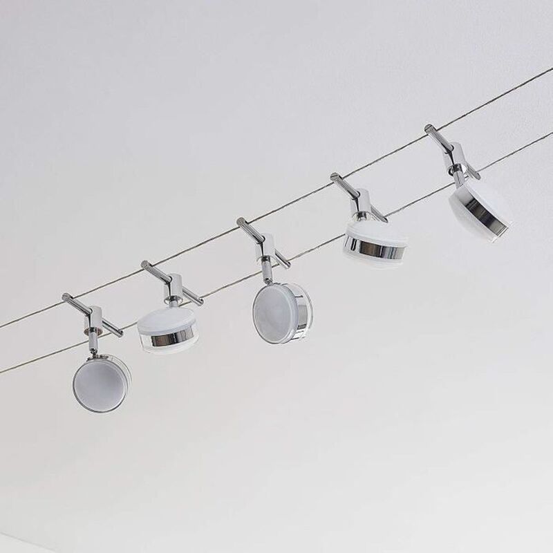 Lampenwelt LED-Seilsystem Deckenlampe Lampe Leuchte Ksenija verchromt 5-flammig - 4251096546859