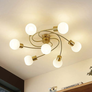 B-Ware Lindby Deckenlampe Ciala 7-flg LED Deckenlampe messingfarben E14 opalweiß Lampe