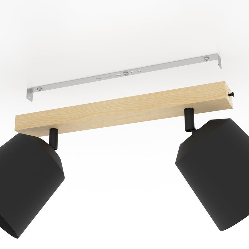EGLO Cotorro Deckenstrahler 2-flammig Holz Stahl dimmbar bewegliche Schirme - 9008606243884