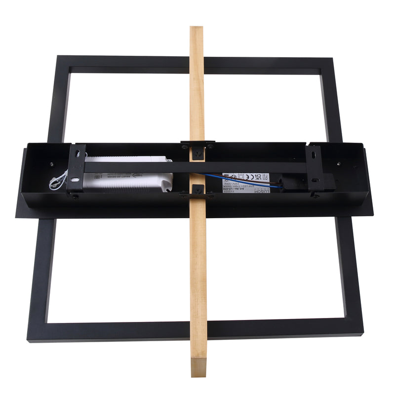 Lindby LED-Deckenleuchte Holamu 46cm schwarz Holz Metall warmweiß 22W - 4251911782783