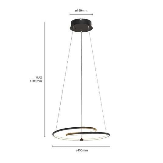 Lindby Lucy LED-Hängeleuchte Hängeleuchte Deckenlampe Deckenlampe schwarz 45 cm - 4251096563757