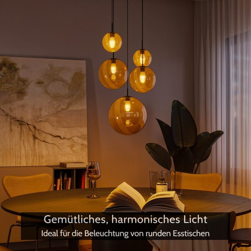 Liadomo Pendelleuchte Vetro Cluster Lampe 5-flammig Rauchglas rauchfarben getönt - 4252008714557