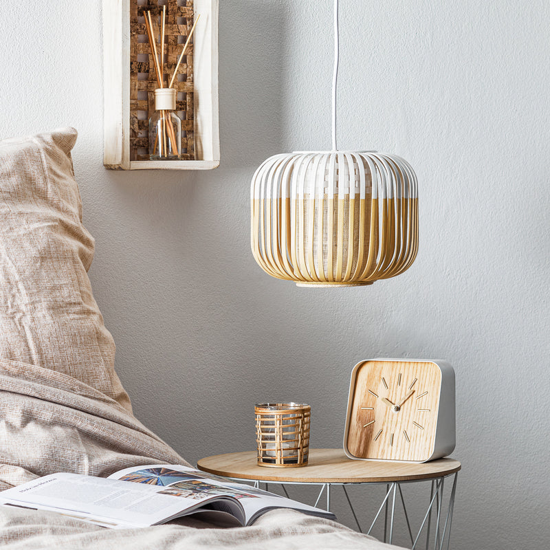 Forestier Pendellampe Hängeleuchte Bamboo XS weiß Bambus E27 LED Leuchte Ø 27 cm - 3700663916522
