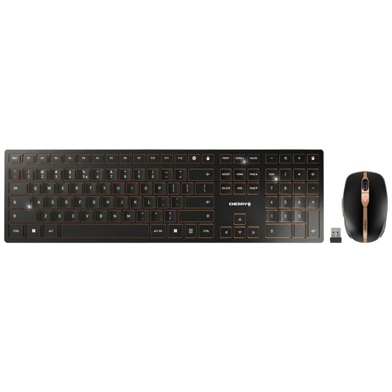 CHERRY DW 9100 SLIM Keyboard Mouse Included Universal RF Wireless + Bluetooth QWERTY US English Black - 4025112095399
