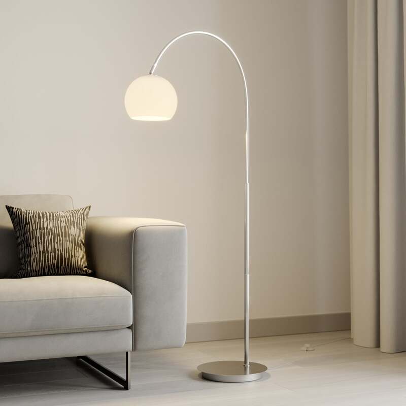 Lindby Cynthia Bogenstehlampe Stehlampe Stehleuchte Lampe E27 Glas nickel m127 - 4251096566031