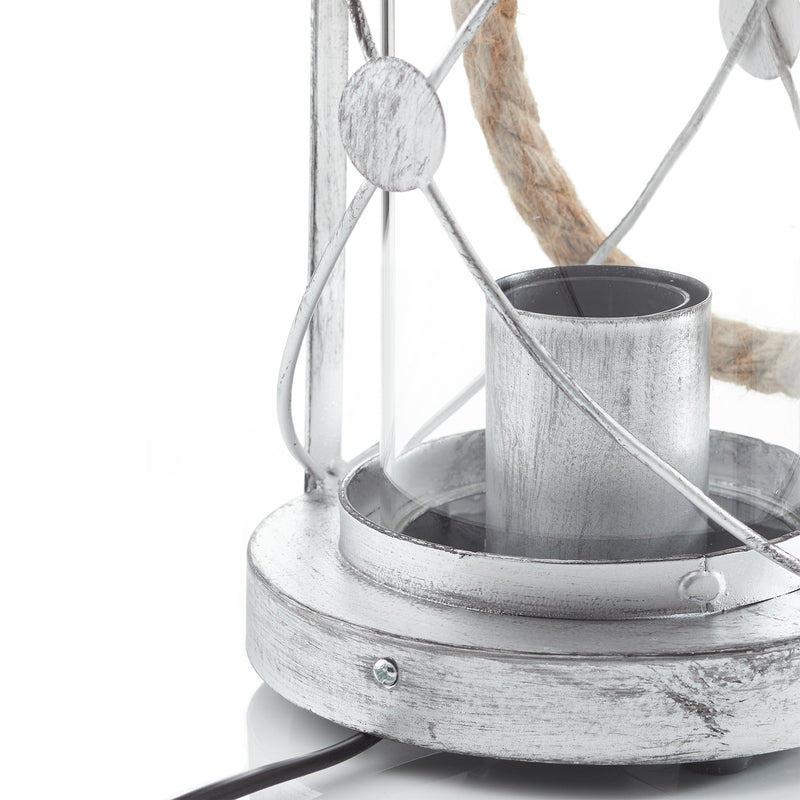 Helle Laternen-Tischleuchte Kirian silber-antik 30,5 cm E27 von EGLO - 9002759492847