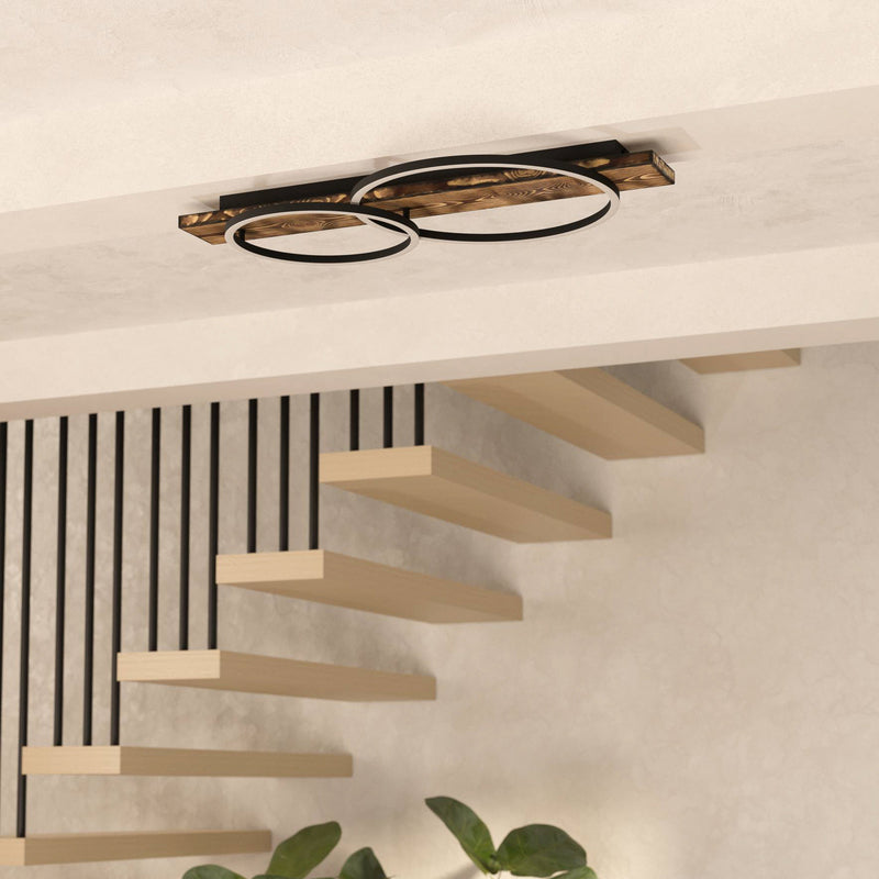 Eglo Deckenlampe Boyal LED Leuchte Holzoptik 2-flg warmweiß braun 78x40cm - 9002759994082