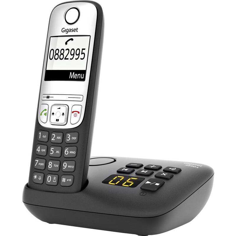 Gigaset A690A DECT Schnurloses Telefon Anrufbeantworter mit Basis Schwarz Silber - 4250366855356