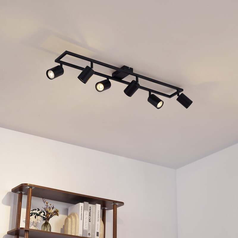 Lindby Deckenstrahler Strahler Bravius schwarz 6-flammig Eisen - 4255830902765