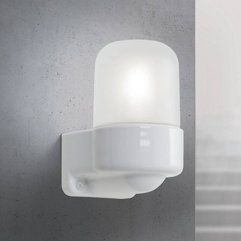 ORION Ostia Wall Light, White, Ceramic, Satin Glass, E27 - 9003090282067